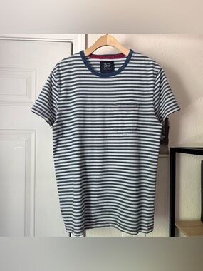 DEUS EX MACHINA blue white crew neck short sleeve tee t-shirt